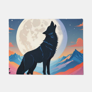 Paillasson Loup hurlant à la lune