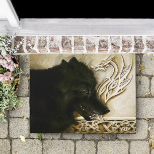 Paillasson Loup noir dragon celtique entrelacs fantastique