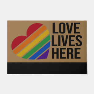 Paillasson Love Live Ici Pot de Porte, Rainbow Doormat