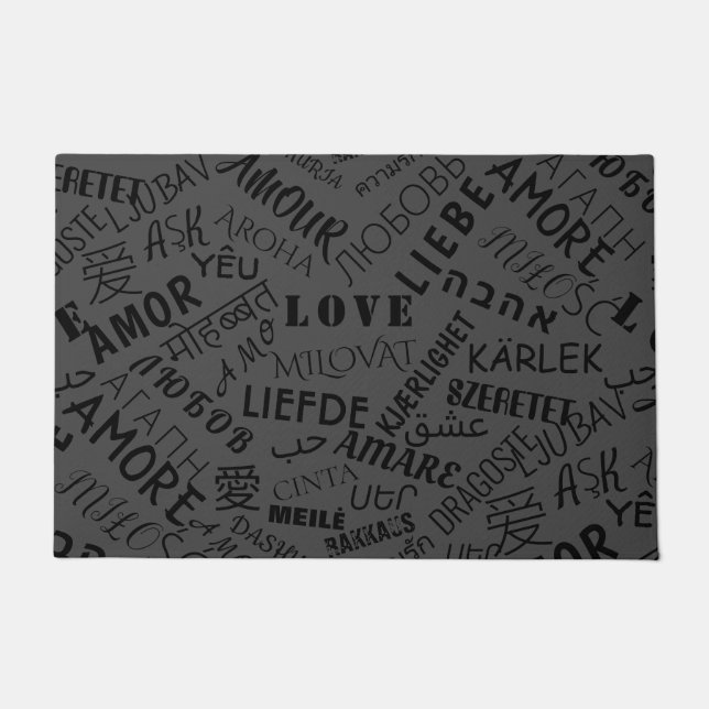Paillasson Love Text Doormat Multilingue - Choisir des couleu (Devant)