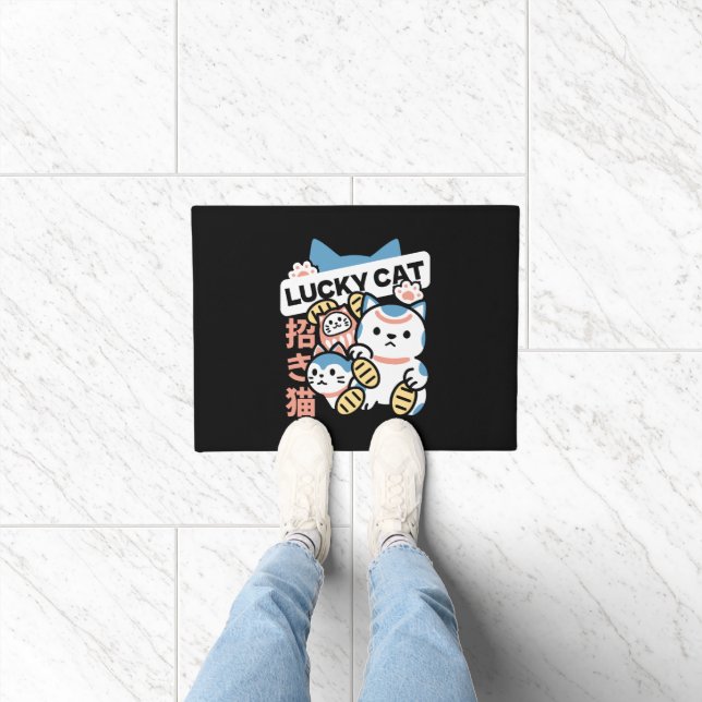 Paillasson Lucky Cat Art – Maneki Neko with Gold Coin (Intérieur)