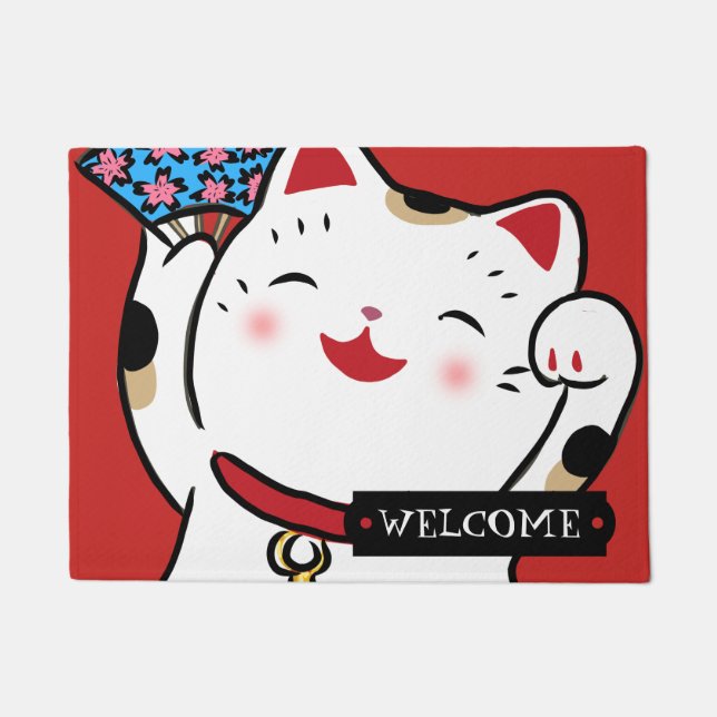 Paillasson Lucky chat maneki neko mat de bienvenue (Devant)