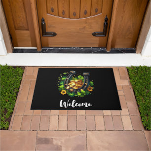 Paillasson Lucky Horseshoe Gold Coins et Clover Welcome
