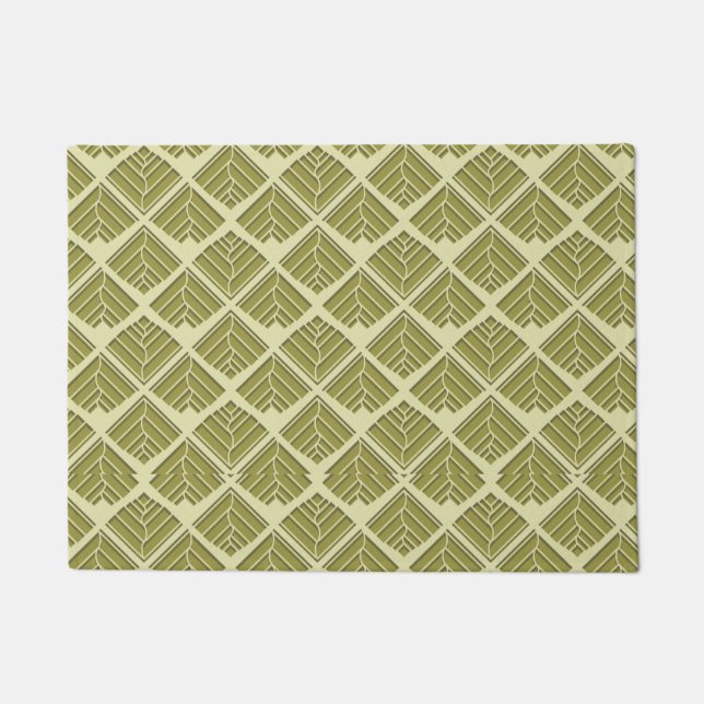 Paillasson Lumière Motif carré feuille or Lime (Devant)