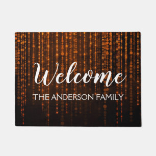 Paillasson Lumières oranges noires bienvenues de ficelle de