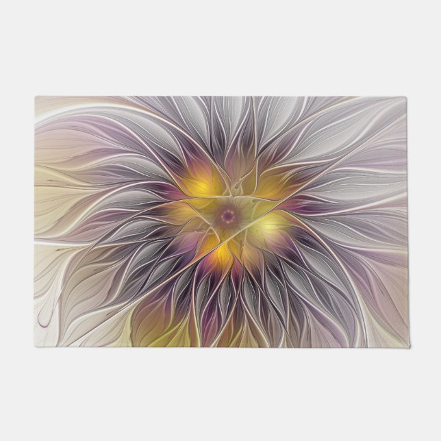 Paillasson Lumineuse Fleur colorée, Abstraite Fractale modern (Devant)