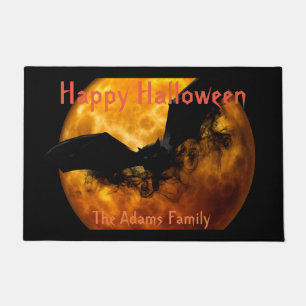 Paillasson Lune de sang et chauve-souris noire, Halloween Éff