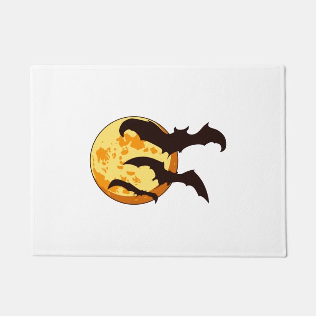 Paillasson Lune d'Halloween et chauves-souris (Devant)