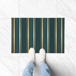 Paillasson Luxury Blue Green Gold Stripe Gift Wrap Pattern