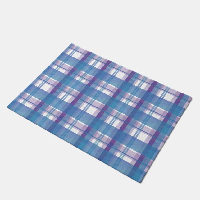 Paillasson Madras Plaid Blue et Purple (Incliné)
