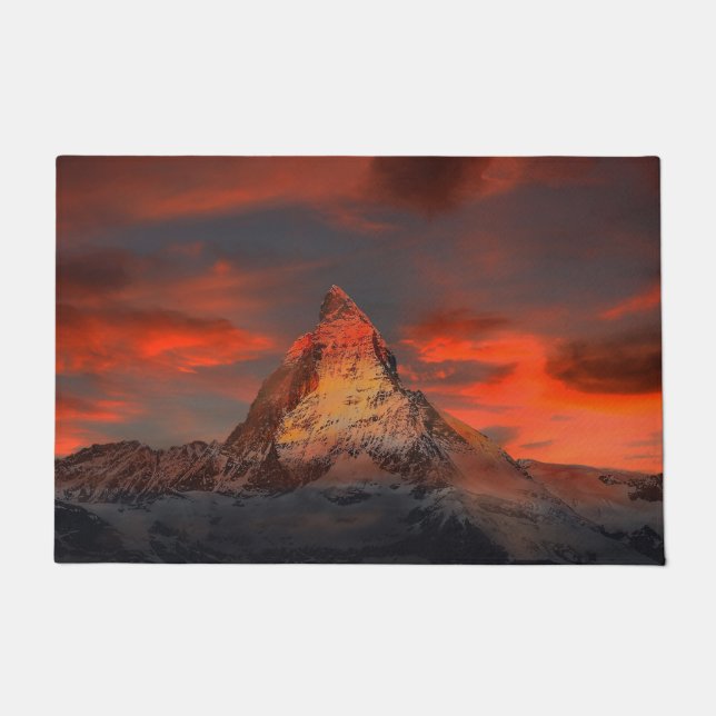 Paillasson Magnifique matterhorn ciel rouge paysage (Devant)