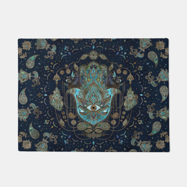 Paillasson Main de Hamsa - Main de Fatima Blue Gemstones (Devant)