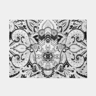 Paillasson Main Hamsa - Main en nuances de gris Fatima