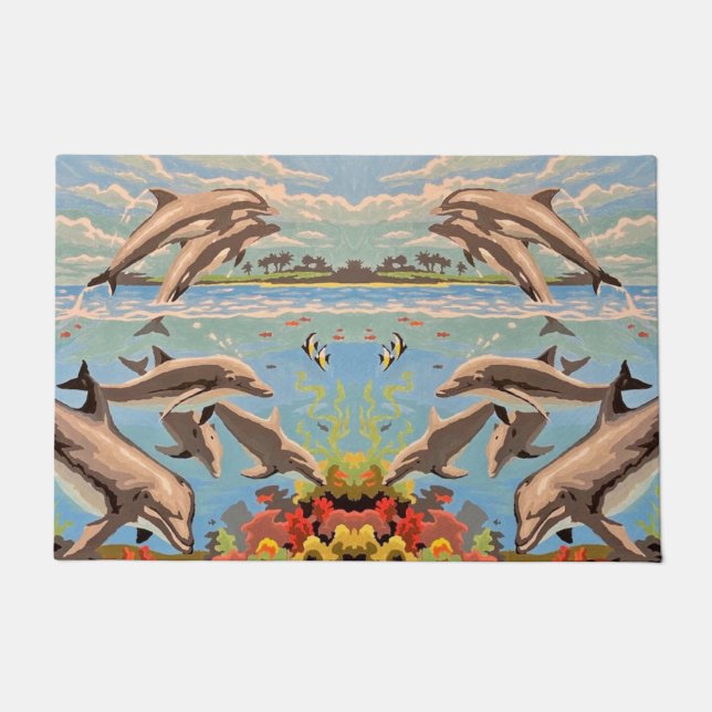 Paillasson Main Painted by Number | Dolphins | (Devant)