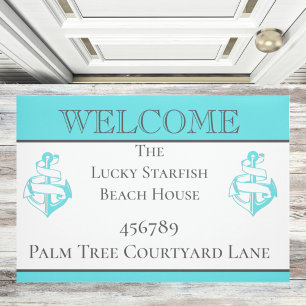 Paillasson Maison de plage d'Ancres Turquoise Turquoise nauti