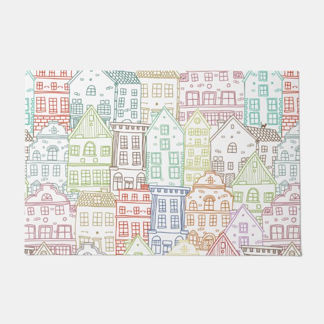 Paillasson Maisons colorées motif d'art (Devant)