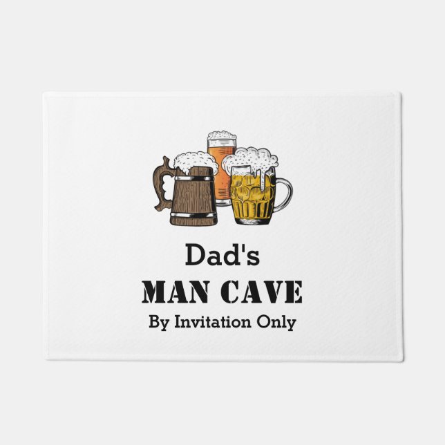 Paillasson MAN CAVE Novelty Trois bières PERSONNALISABLES (Devant)