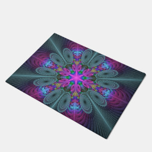 Paillasson Mandala De Centre Coloré Fractage Art Avec Rose
