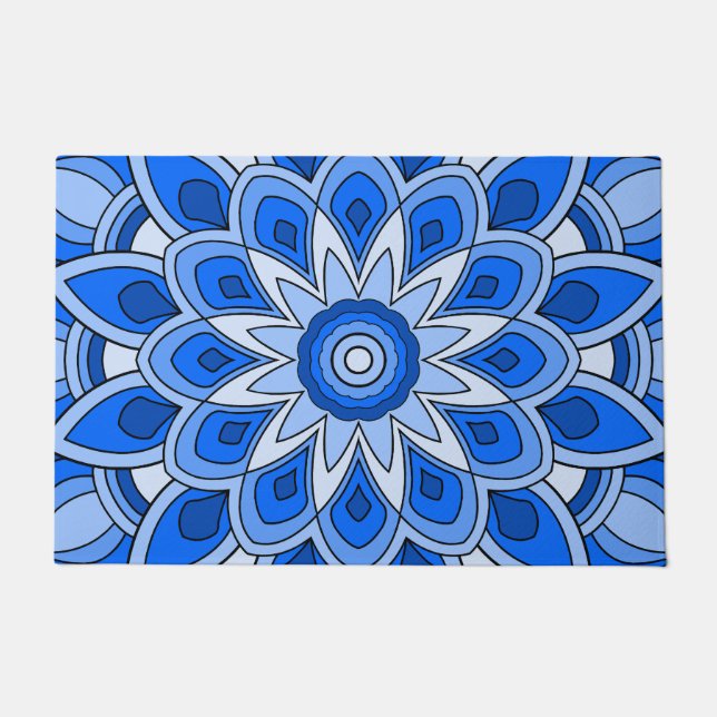 Paillasson Mandala en bleu (Devant)