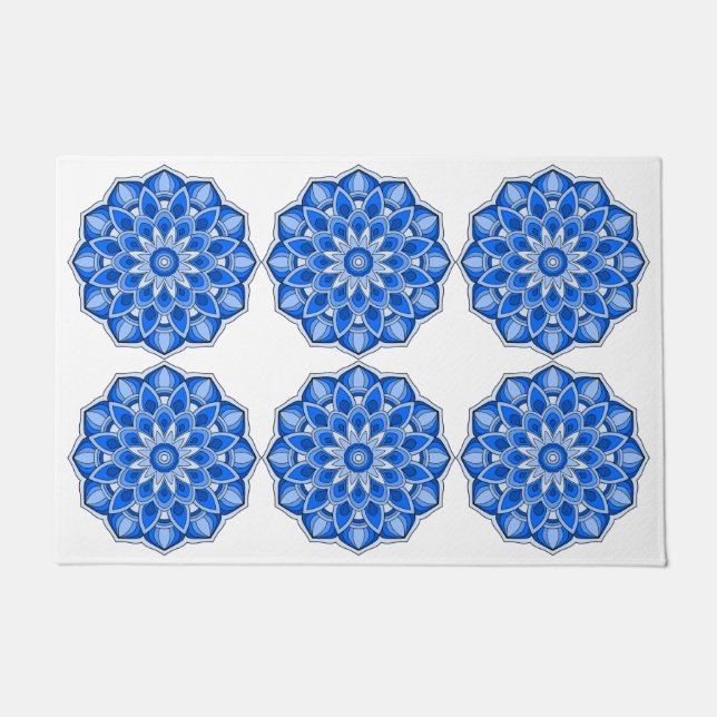 Paillasson Mandala en bleu (Devant)