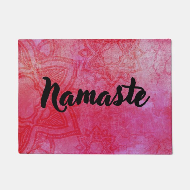 Paillasson Mandala Namaste Rouge Perturbé (Devant)