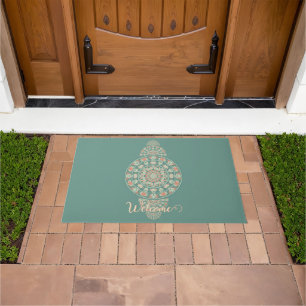 Paillasson Mandala Ornementale Rétro Sage & Sable customisé