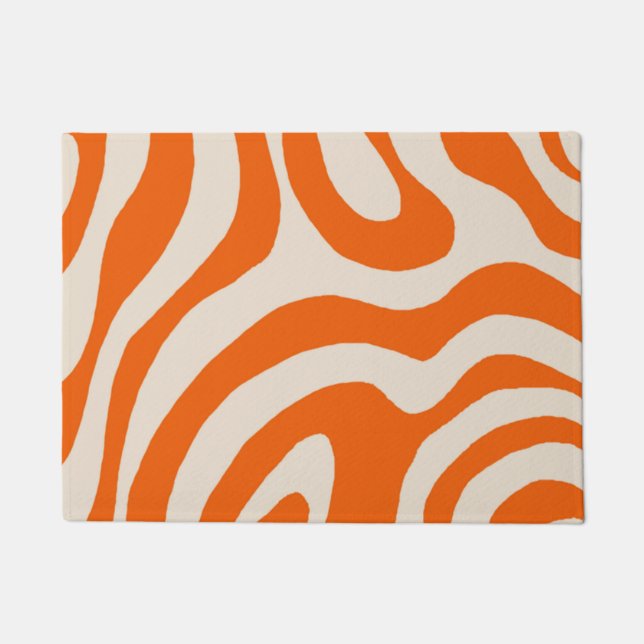 Paillasson Marbre Abstrait Retro Orange Wavy Stripe Bold (Devant)