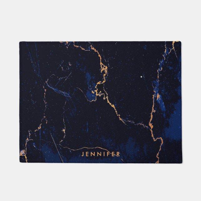 Paillasson Marbre d'or de bleu marine (Devant)