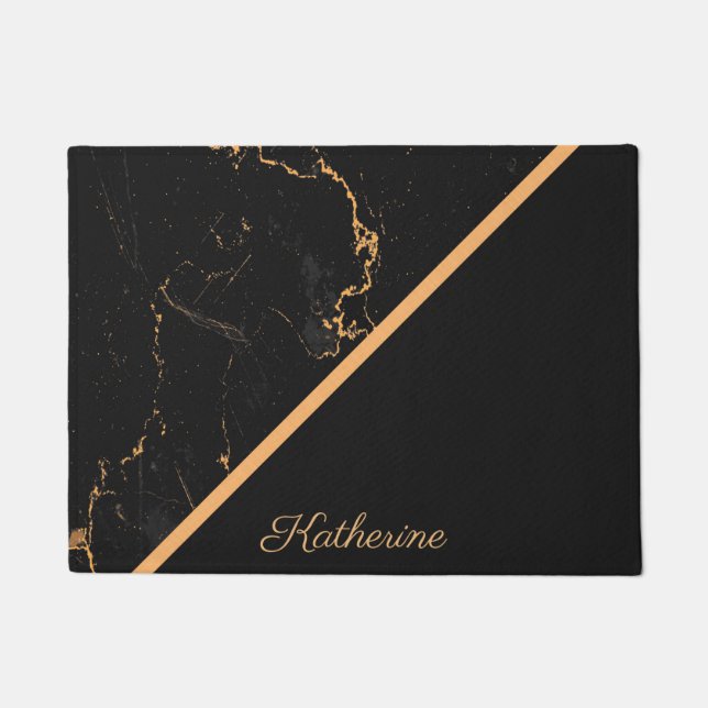 Paillasson Marbre noir et doré (Devant)