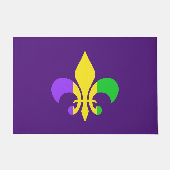 Paillasson Mardi Gras Fleur-de-Lis Vert Jaune violet (Devant)