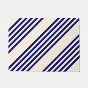 Paillasson Marine bleu et beige cinq bandes motif