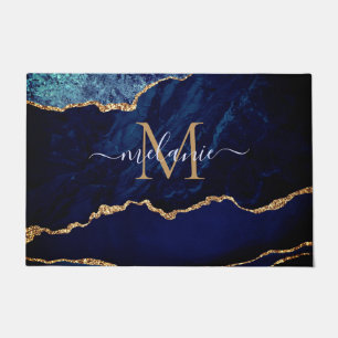 Paillasson Marine Blue Gold Nom personnalisé Porte mat Person