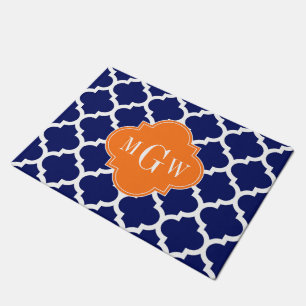 Paillasson Marine Blue Wt Chevron Citrouille Quatrefoil 3 Mon