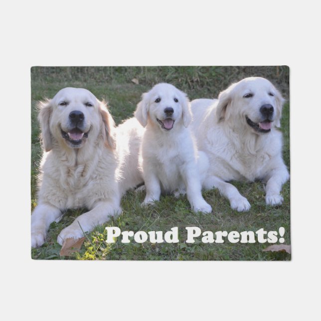 Paillasson Marionnette Golden Retriever avec des parents fier (Devant)