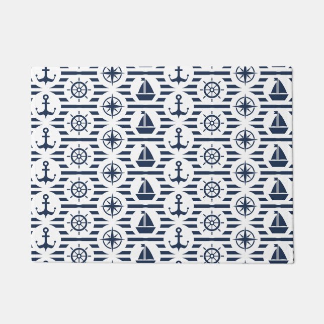 Paillasson Maritime En Motif Bleu (Devant)