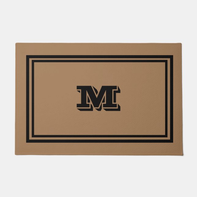 Paillasson Marron et noir monogrammé (Devant)
