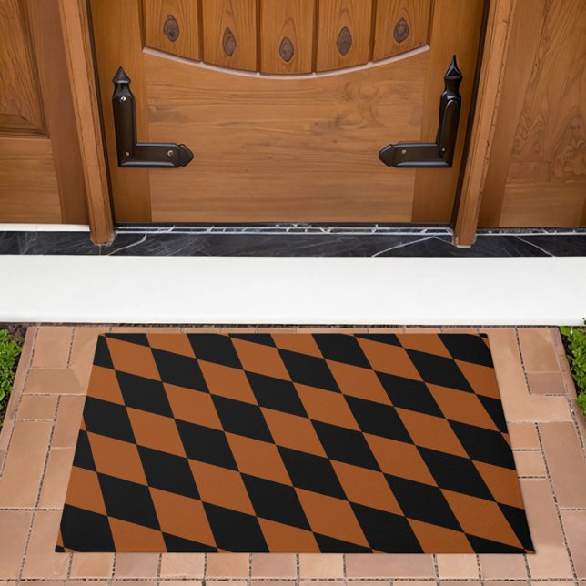 Paillasson Marron Noir Harlequin Diamants Damier Design  (Créateur téléchargé)