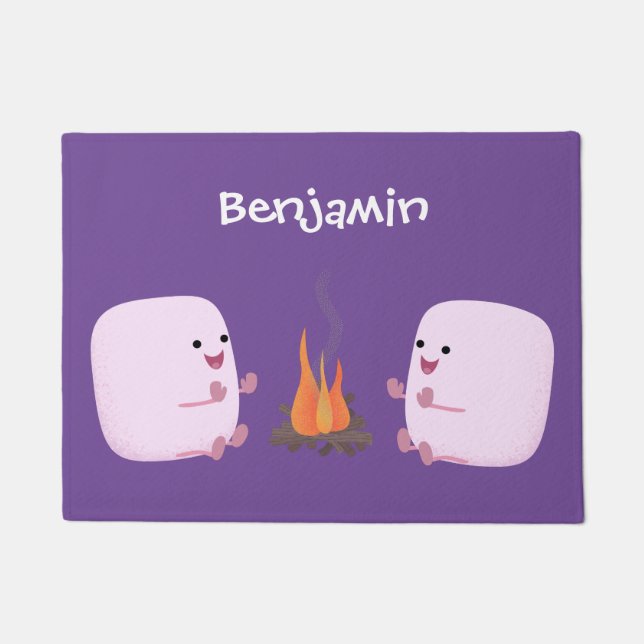 Paillasson Marshmallows mignons roses par dessin animé sur le (Devant)