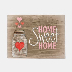 Paillasson Mason Jar aux coeurs rustiques