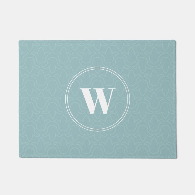 Paillasson Masque bleu clair discret à motif floral bleu (Devant)