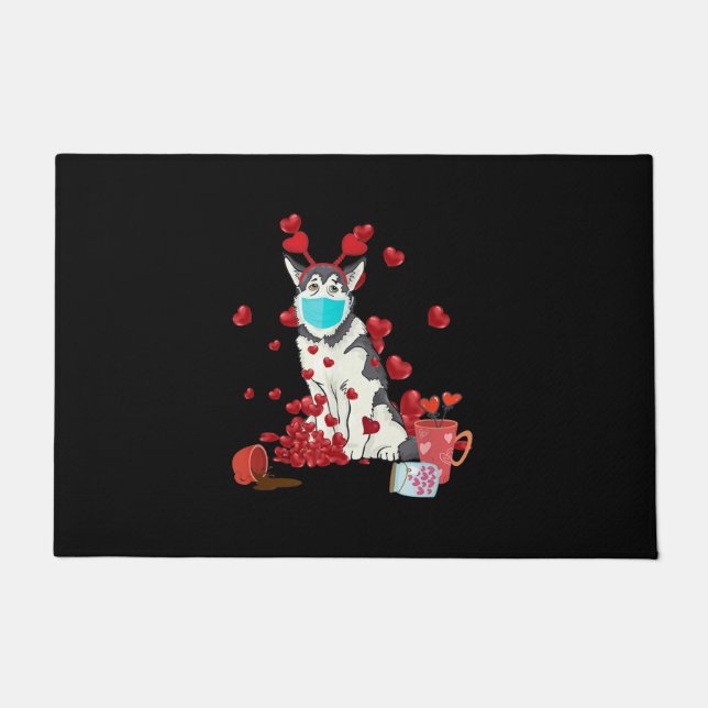 Paillasson Masque de visage de Husky | Cadeau de la Saint-Val (Devant)