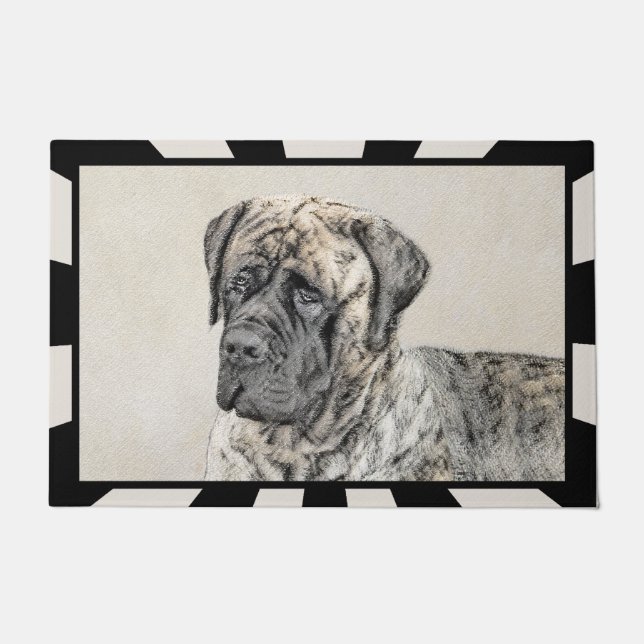 Paillasson Mastiff anglais (Brindle) Peinture - Chien Art (Devant)