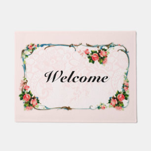 Paillasson Mat de bienvenue rose rose vintage