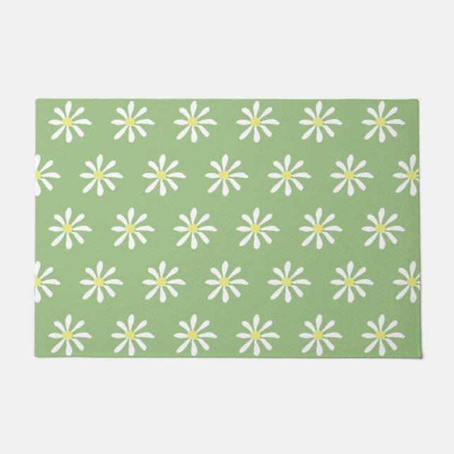 Paillasson Mat de la porte dainty Daisy (Sage Green & White) (Devant)