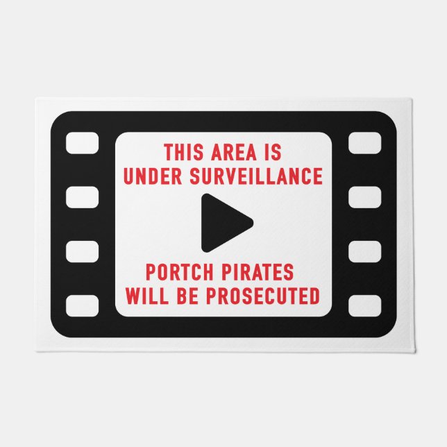 Paillasson Mat de la porte d'avertissement de surveillance (Devant)