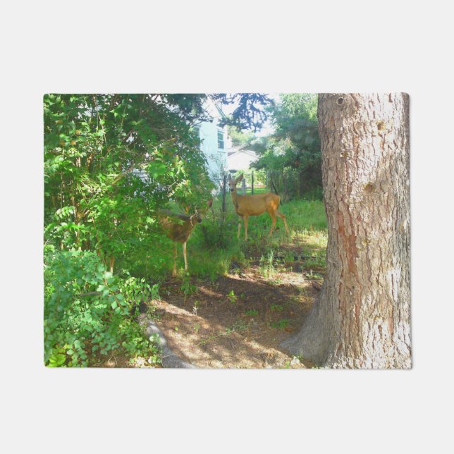 Paillasson Mat de la porte de la faune de deux cerfs (Devant)