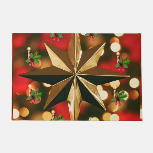 Paillasson Mat de la porte de Noël, bougie (Devant)