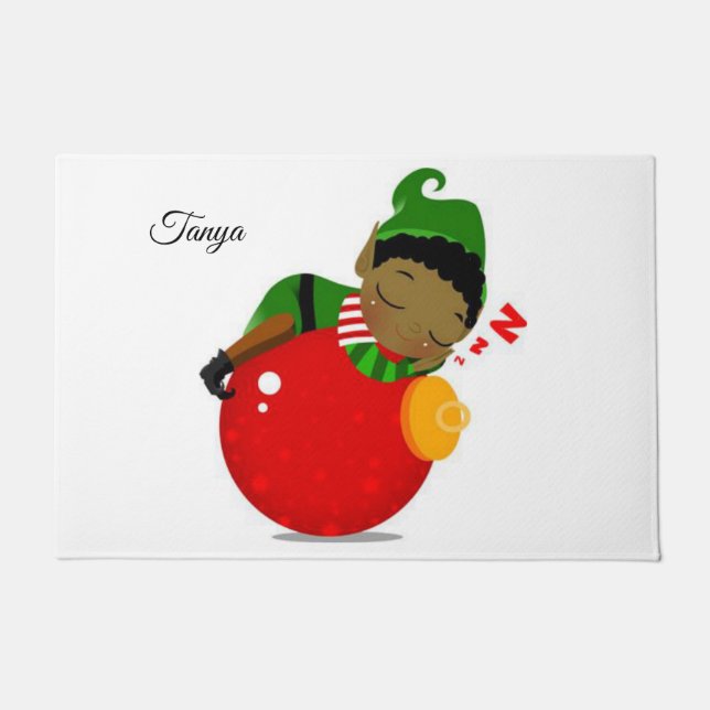 Paillasson Mat de la porte de Noël, Elfe africain (Devant)