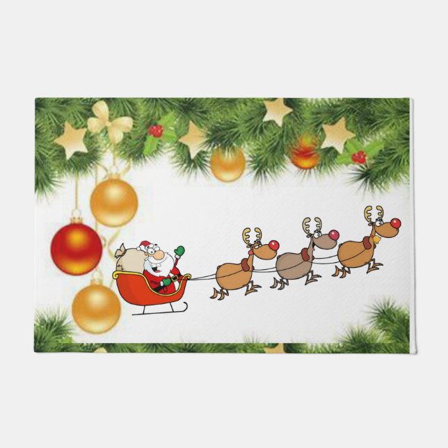 Paillasson Mat de la porte de Noël, Père Noël (Devant)