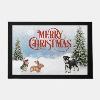 Paillasson Mat de la porte de Noël Schnauzer